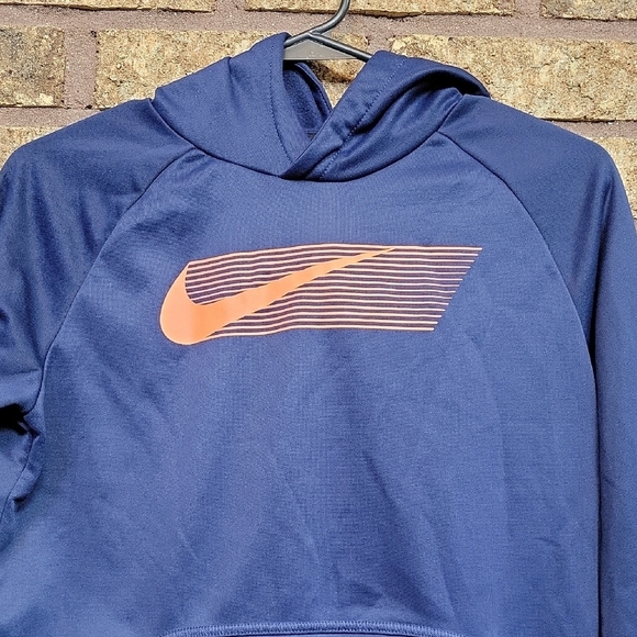 Nike Dri-FIT Navy Hoodie With High Viz Orange Logo SIZE XL - Picture 3 of 6